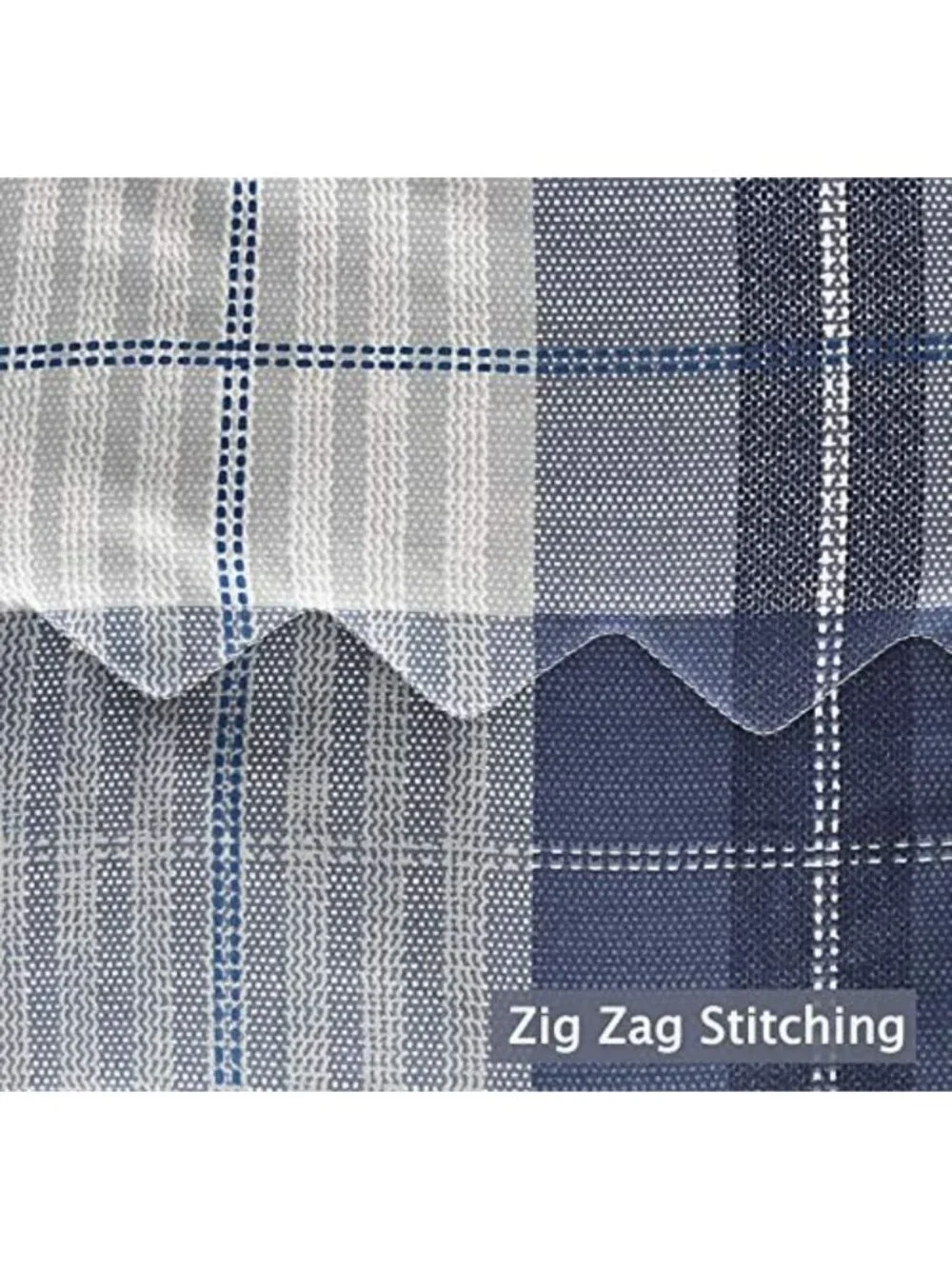 Cozy Queen Comforter Set, 600 Thread Count Cotton, Navy Blue & Grey Plaid, 3